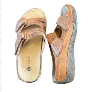 Rinaldi Brown Genuine Leather Sandals with Lightweight Sole Velcro Straps